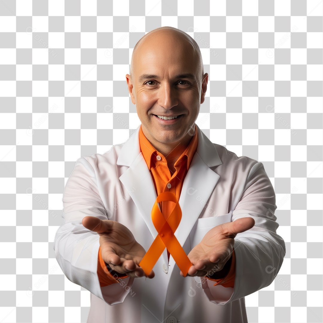 Homem em Campanha Fevereiro Laranja PNG Transparente