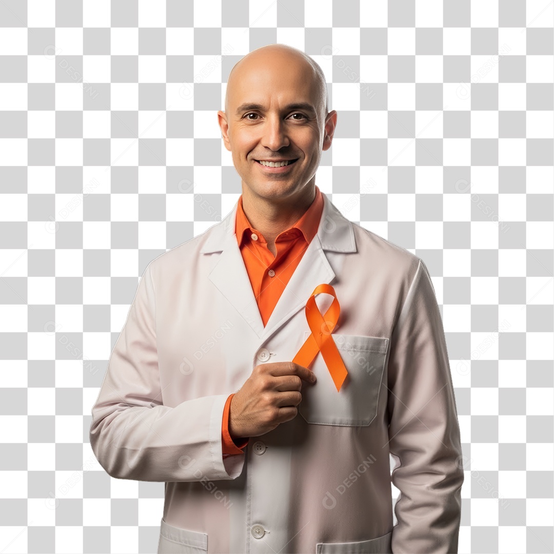 Homem em Campanha Fevereiro Laranja PNG Transparente