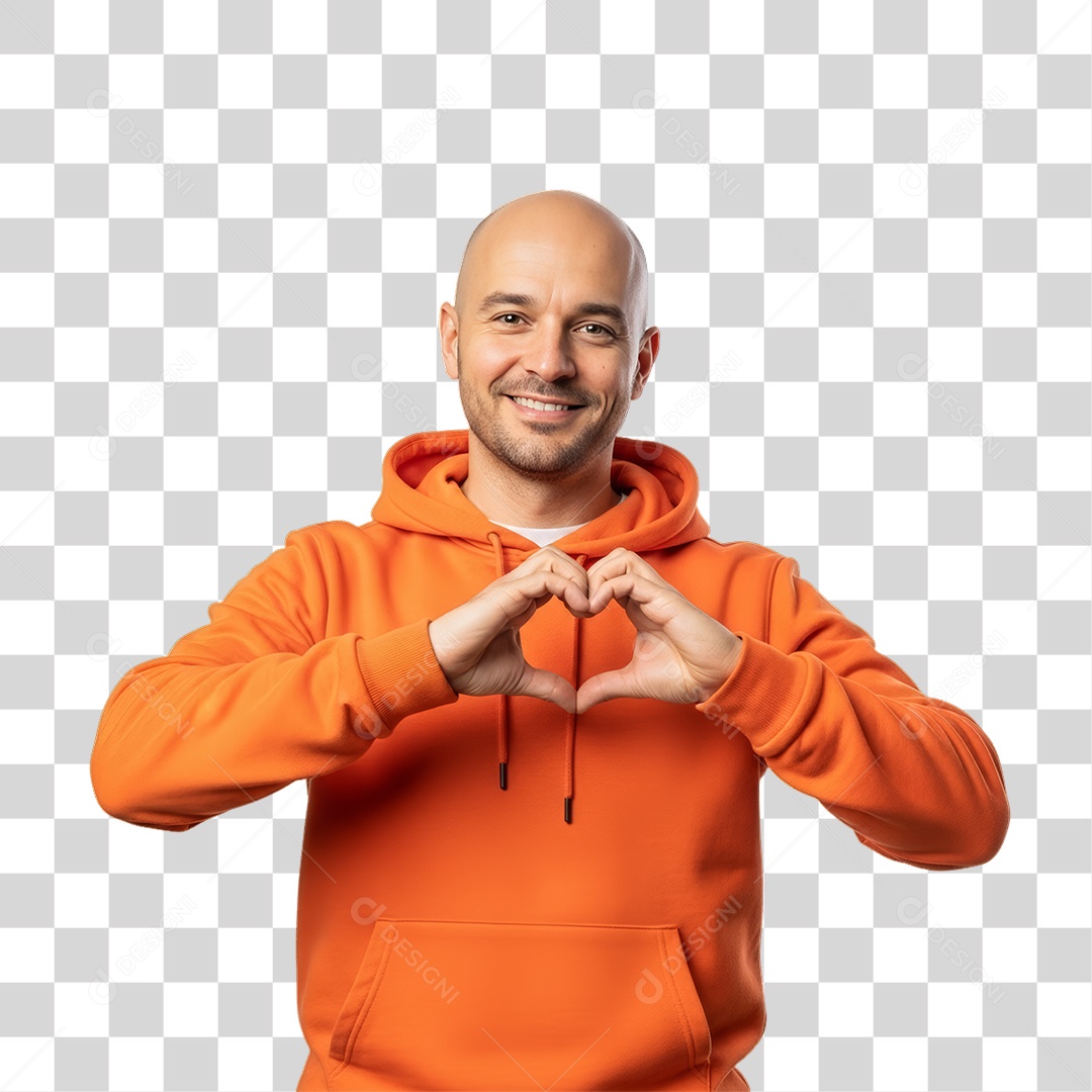 Homem em Campanha Fevereiro Laranja PNG Transparente