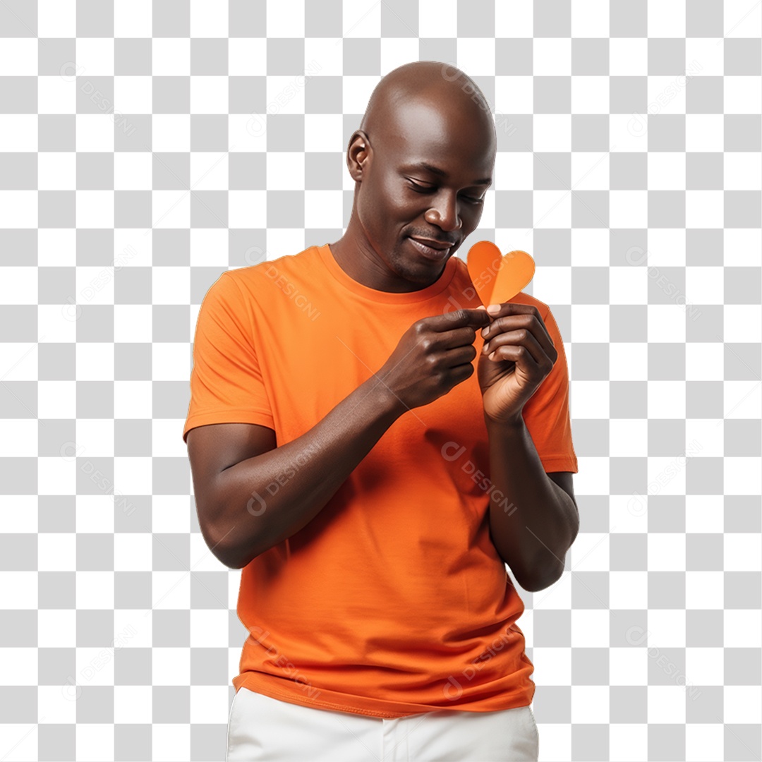 Homem em Campanha Fevereiro Laranja PNG Transparente