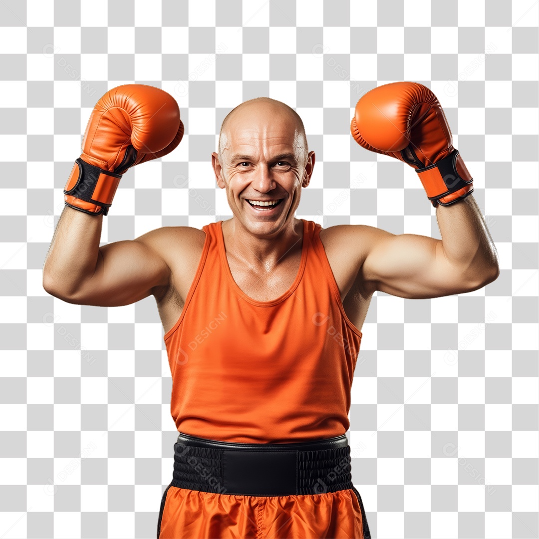 Homem em Campanha Fevereiro Laranja PNG Transparente