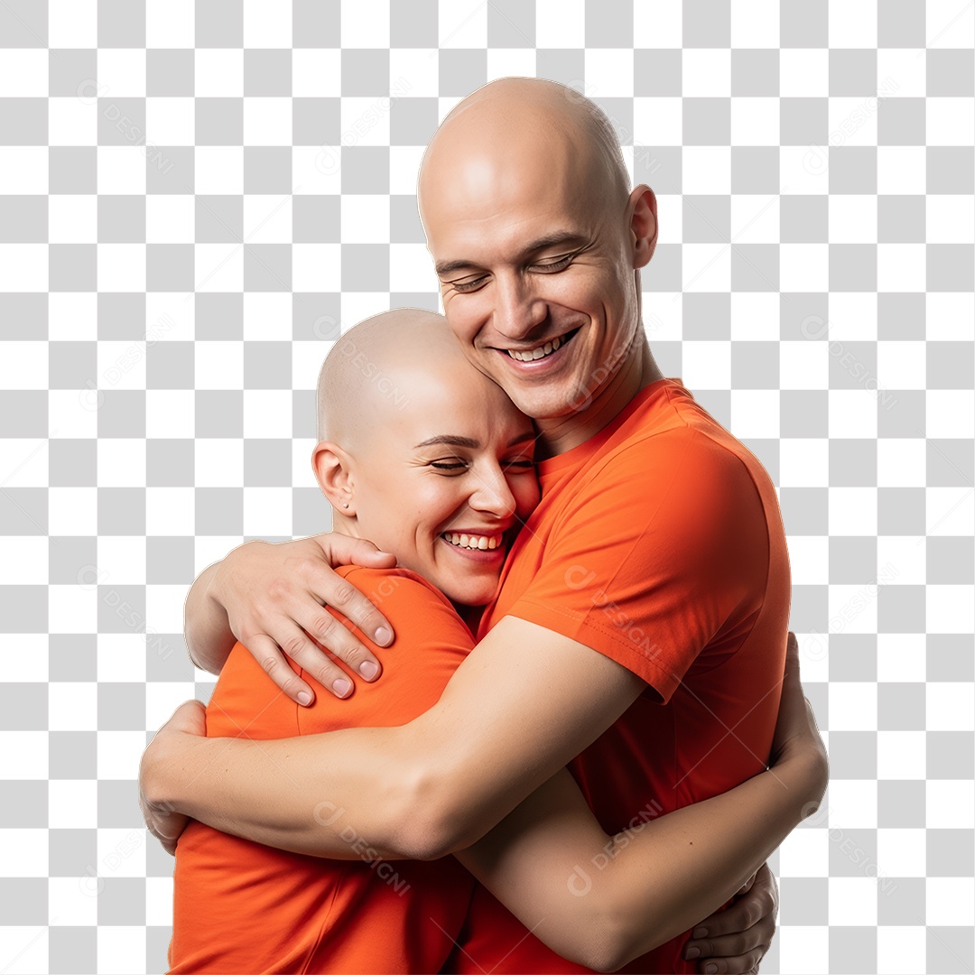 Casal em Campanha Fevereiro Laranja PNG Transparente