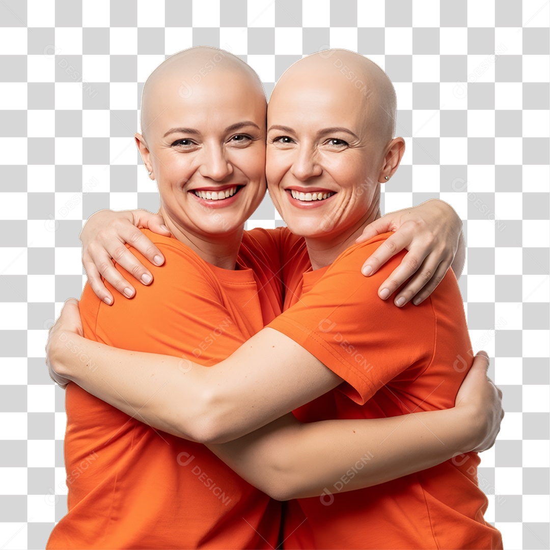 Mulheres em Campanha Fevereiro Laranja PNG Transparente