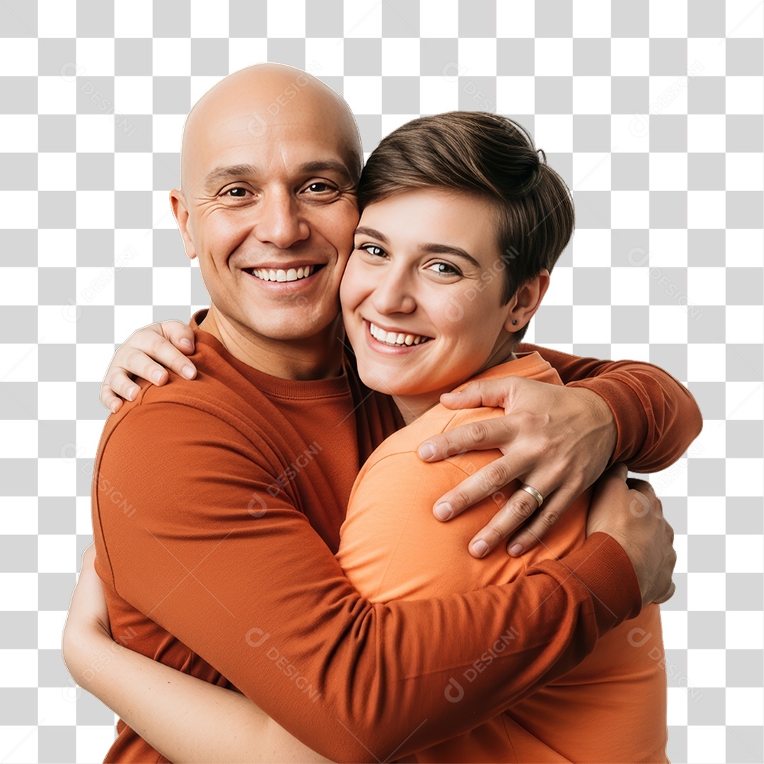 Casal em Campanha Fevereiro Laranja PNG Transparente