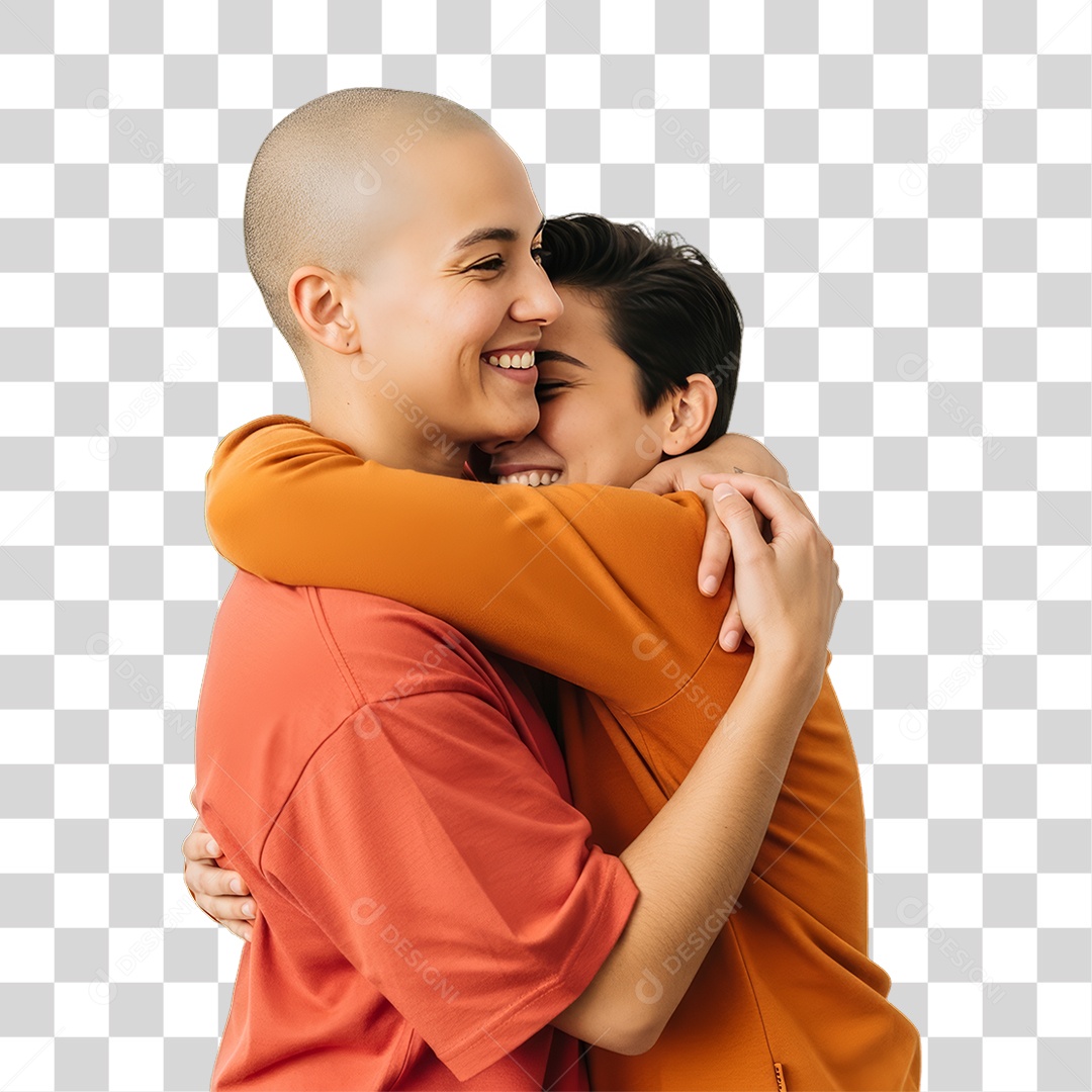 Casal em Campanha Fevereiro Laranja PNG Transparente