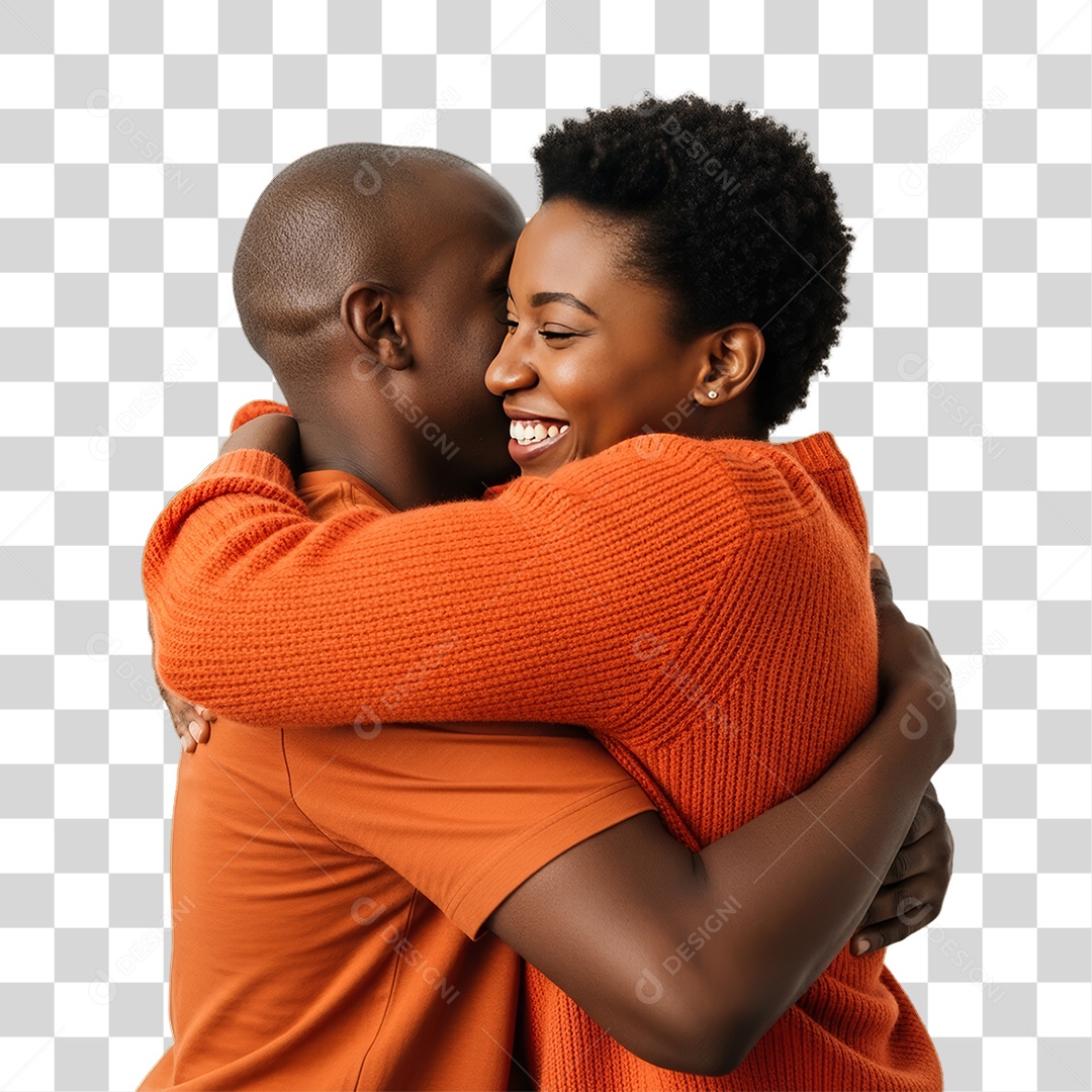 Casal em Campanha Fevereiro Laranja PNG Transparente