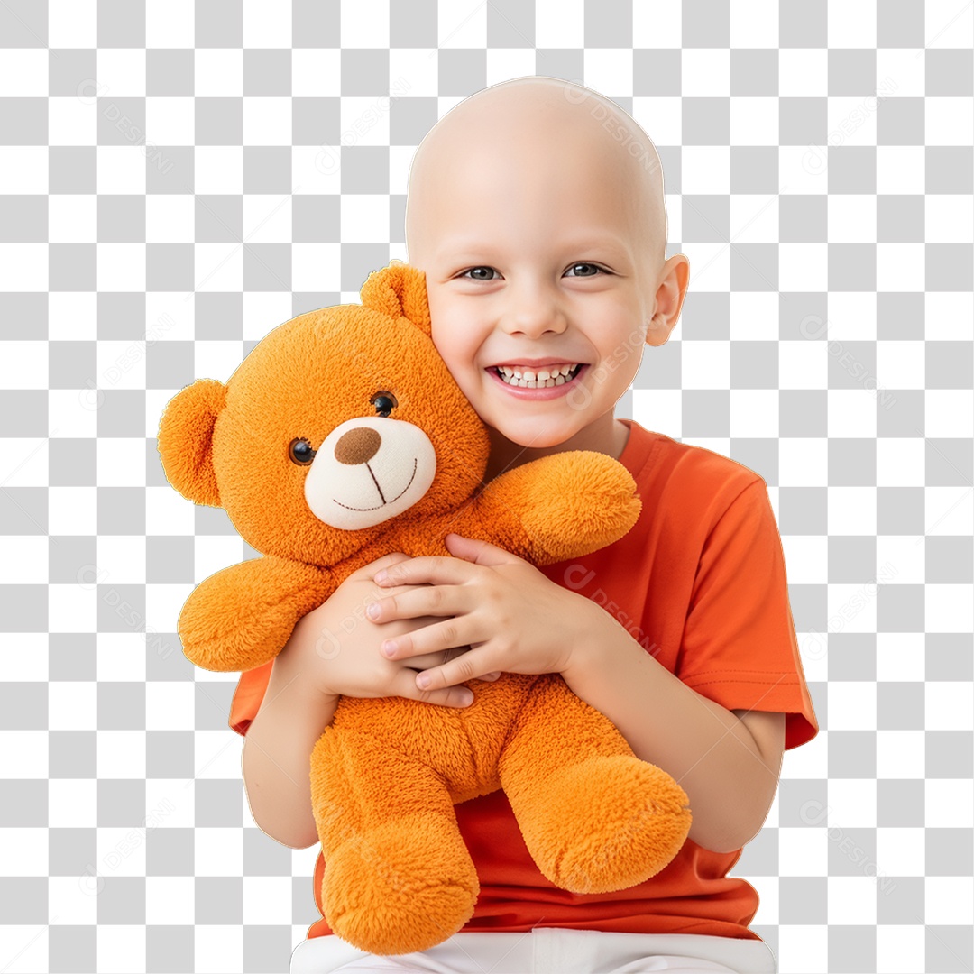 Criança em Campanha Fevereiro Laranja PNG Transparente