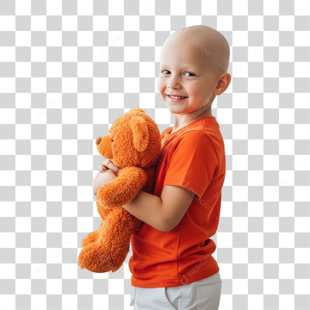 Criança em Campanha Fevereiro Laranja PNG Transparente