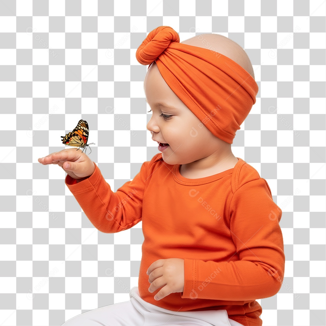 Criança em Campanha Fevereiro Laranja PNG Transparente