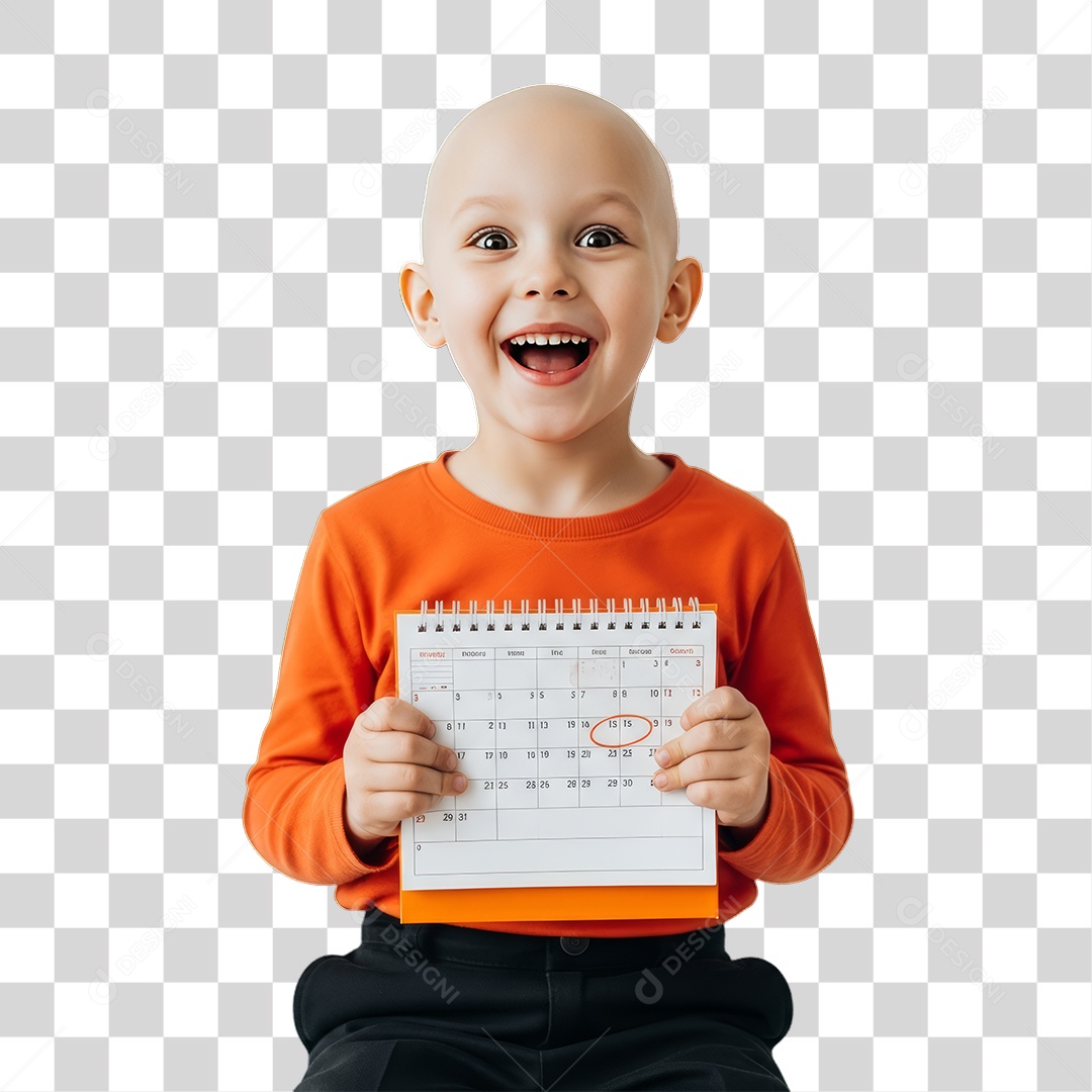 Criança em Campanha Fevereiro Laranja PNG Transparente