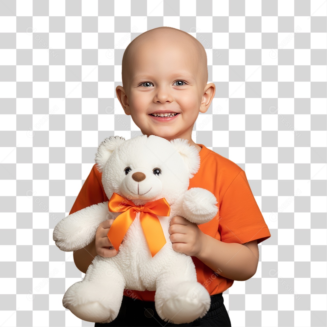 Criança em Campanha Fevereiro Laranja PNG Transparente