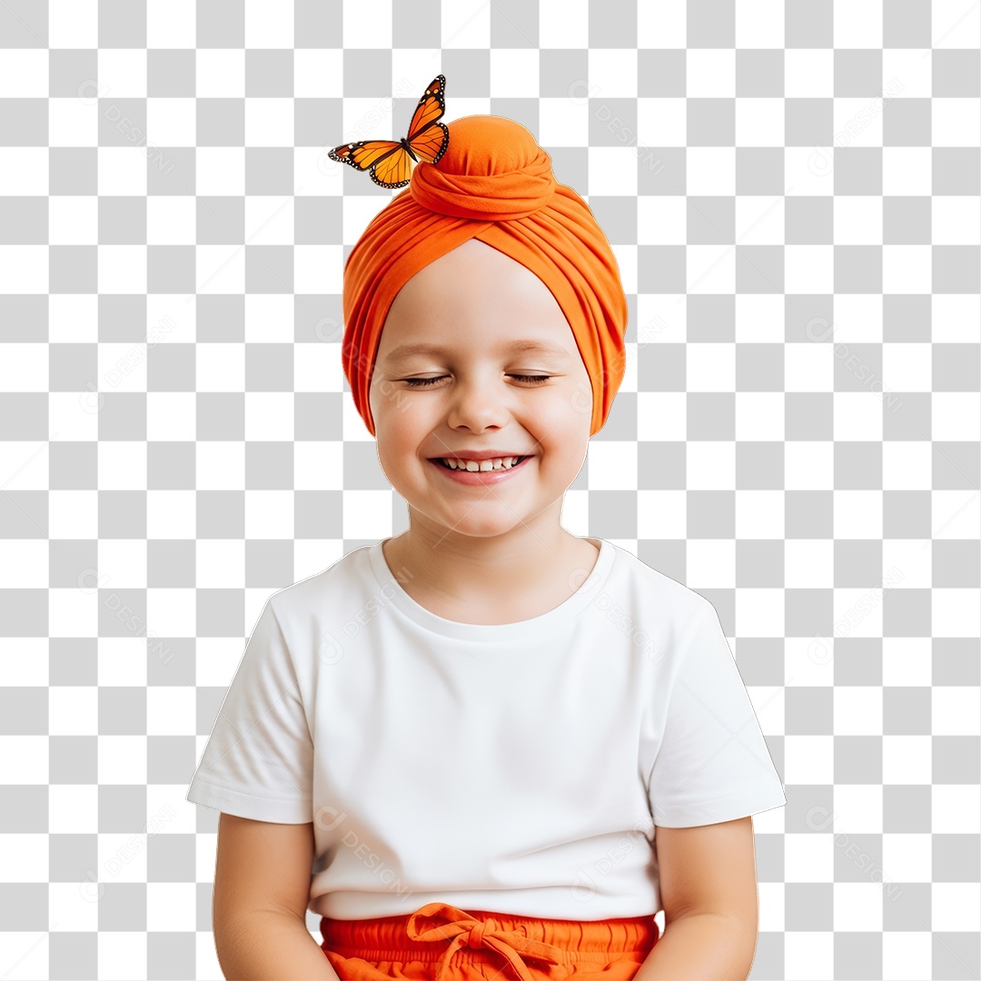 Criança em Campanha Fevereiro Laranja PNG Transparente