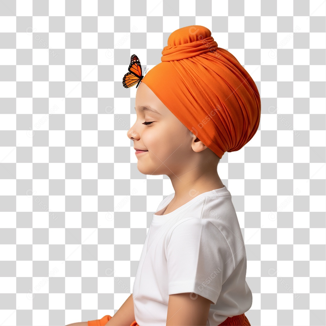 Criança em Campanha Fevereiro Laranja PNG Transparente