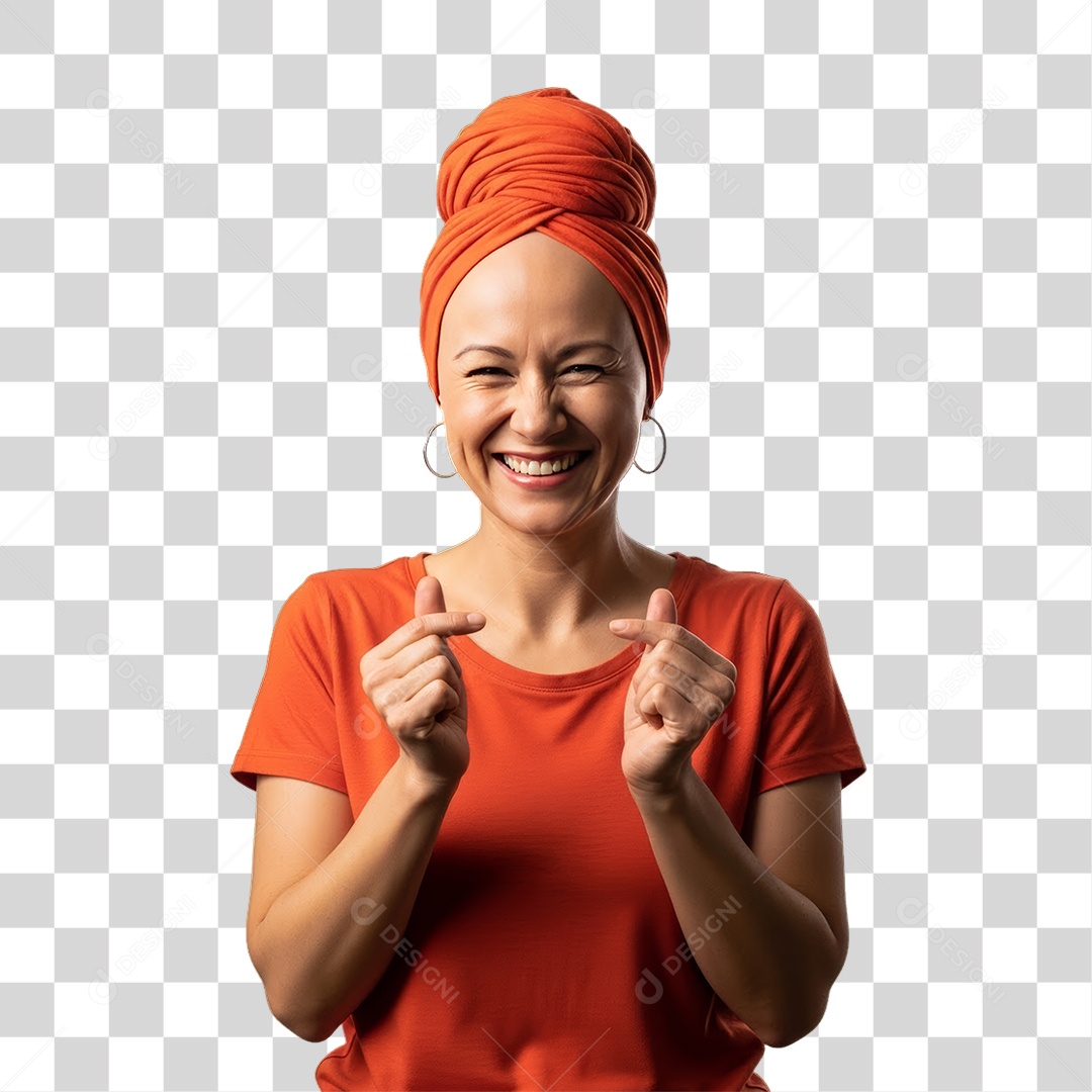 Mulher em Campanha Fevereiro Laranja PNG Transparente