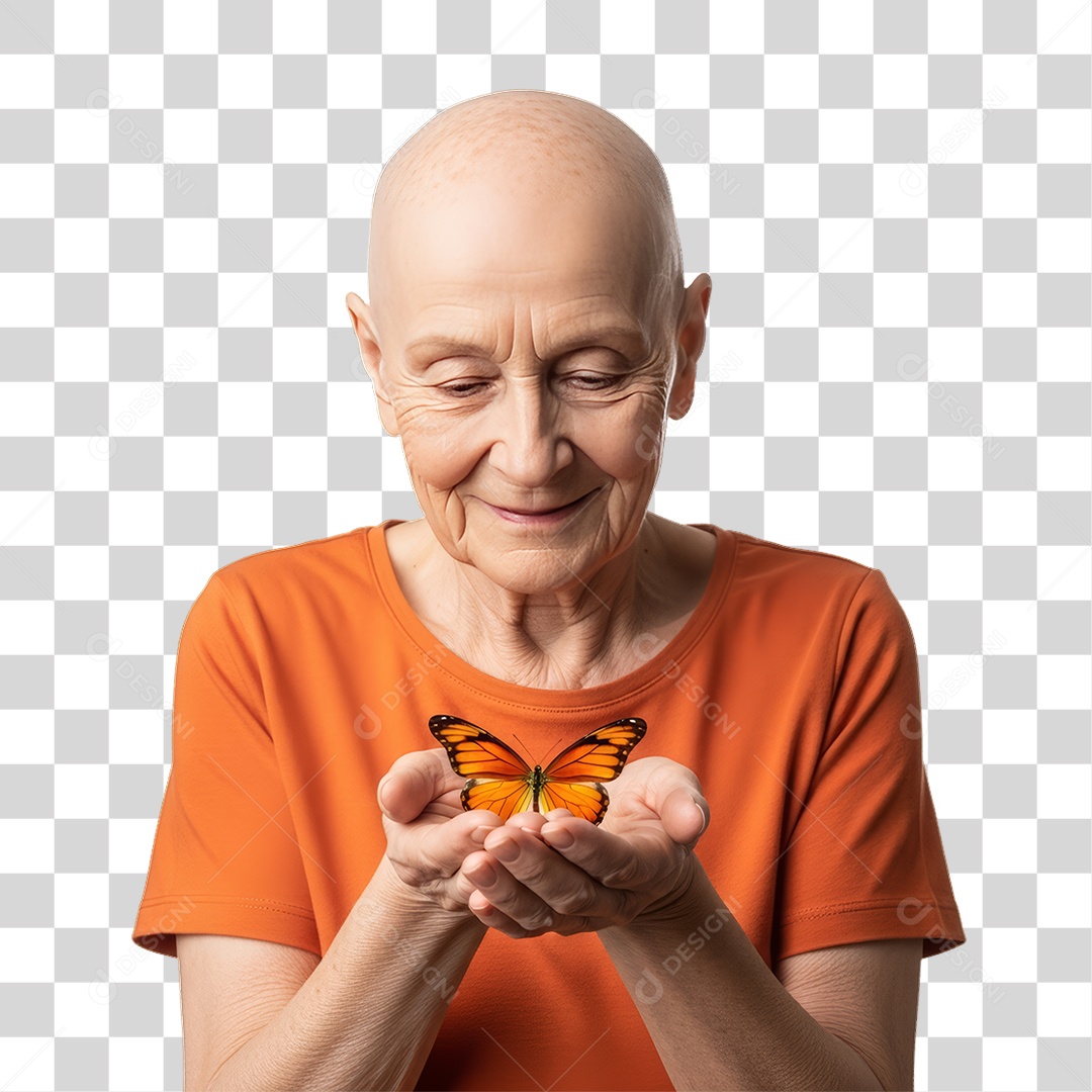 Mulher em Campanha Fevereiro Laranja PNG Transparente