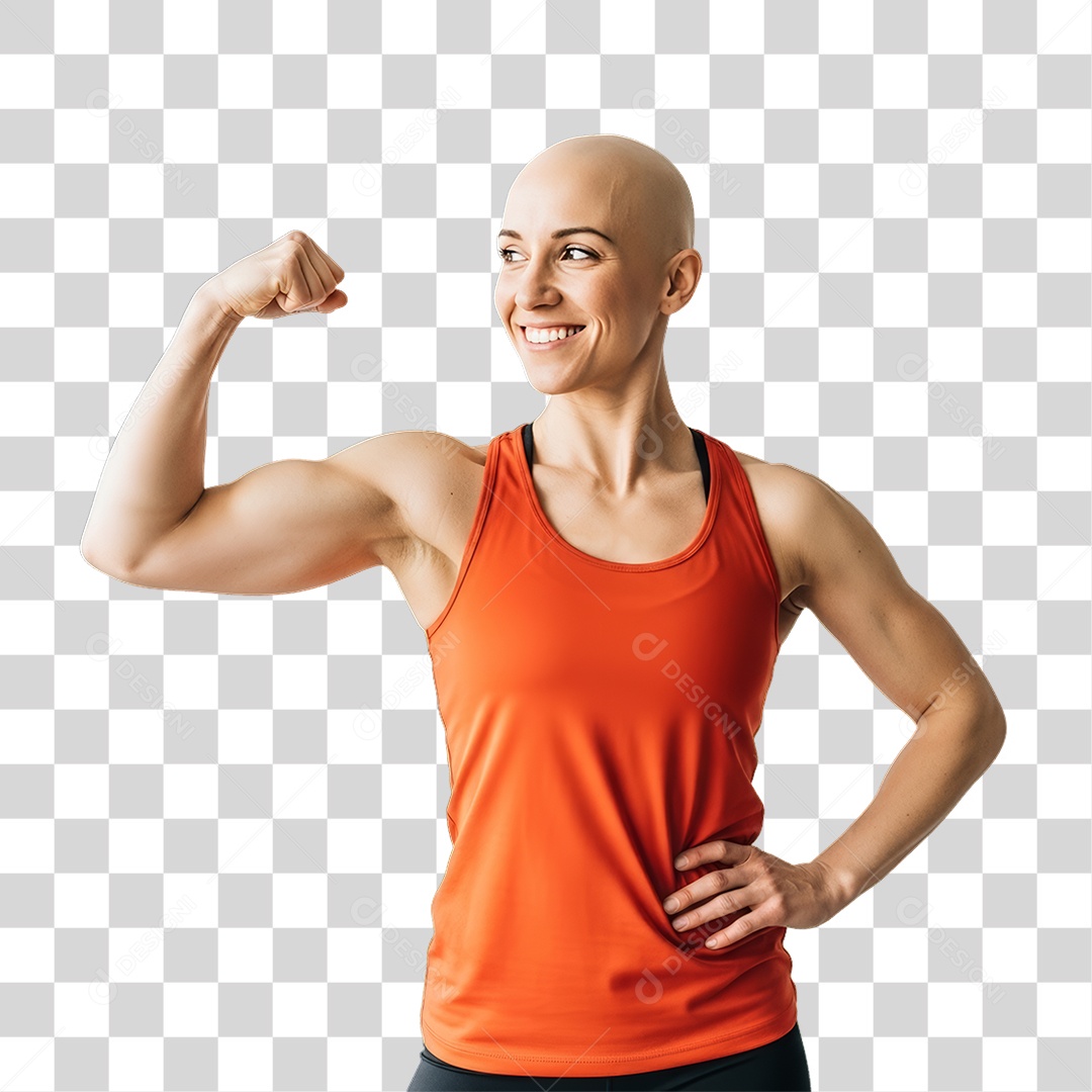 Mulher em Campanha Fevereiro Laranja PNG Transparente