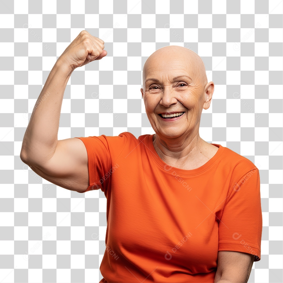 Mulher em Campanha Fevereiro Laranja PNG Transparente