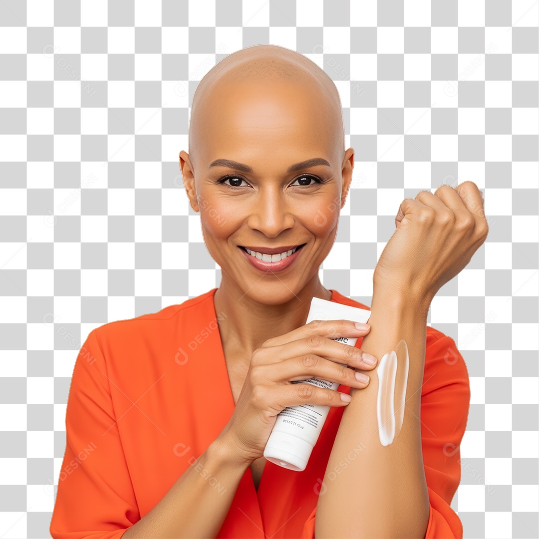 Mulher em Campanha Fevereiro Laranja PNG Transparente