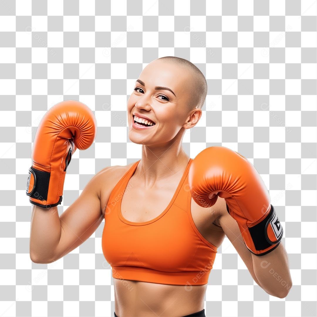 Mulher em Campanha Fevereiro Laranja PNG Transparente