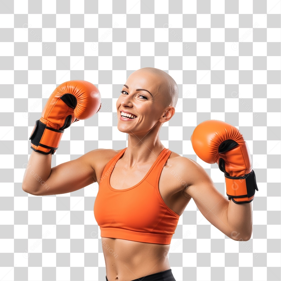 Mulher em Campanha Fevereiro Laranja PNG Transparente