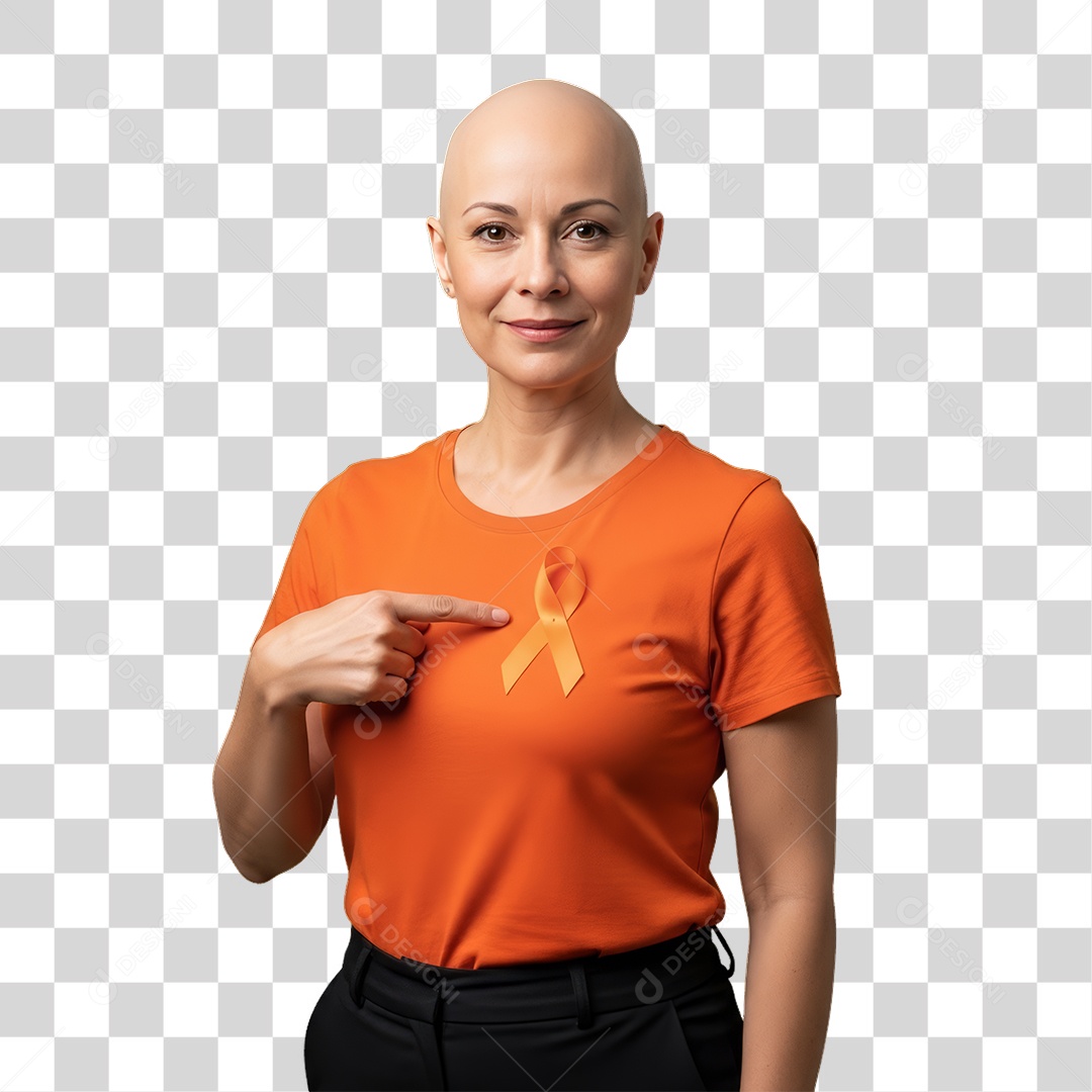 Mulher em Campanha Fevereiro Laranja PNG Transparente