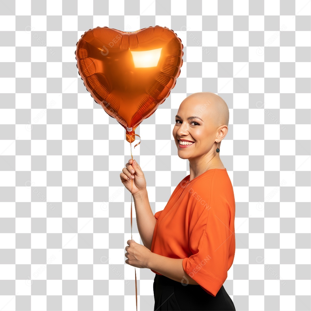 Mulher em Campanha Fevereiro Laranja PNG Transparente