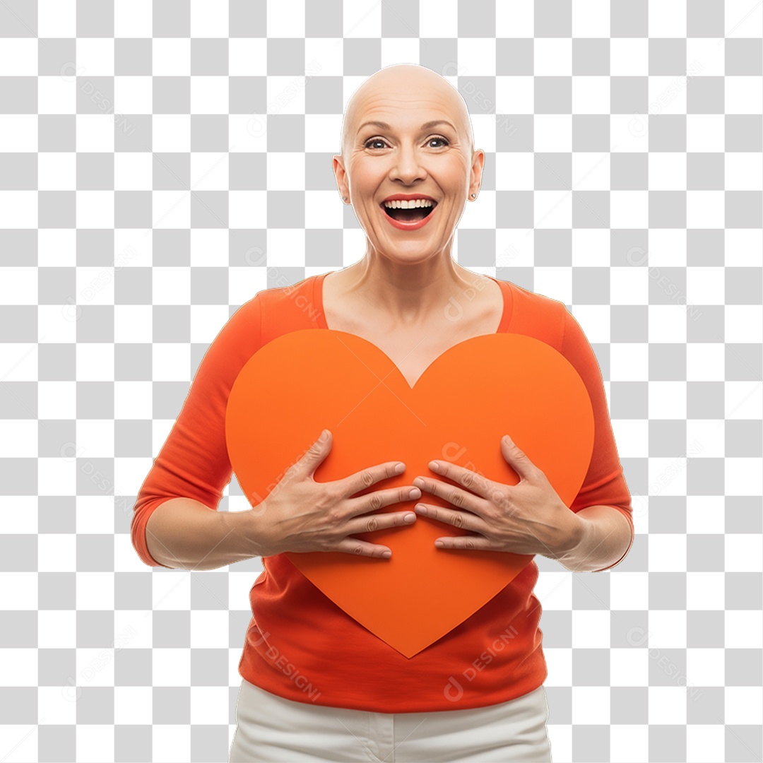 Mulher em Campanha Fevereiro Laranja PNG Transparente