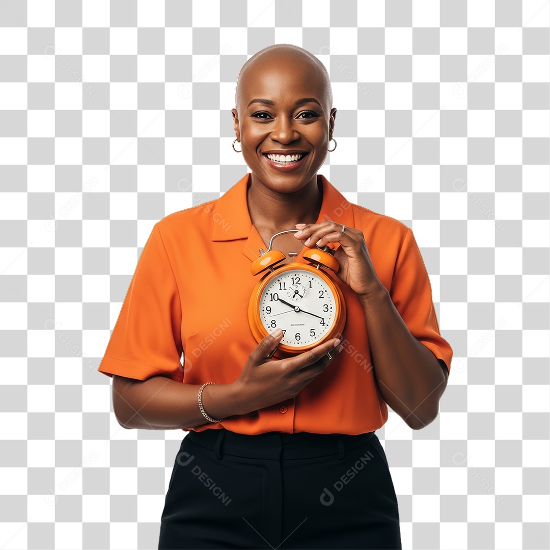 Mulher em Campanha Fevereiro Laranja PNG Transparente