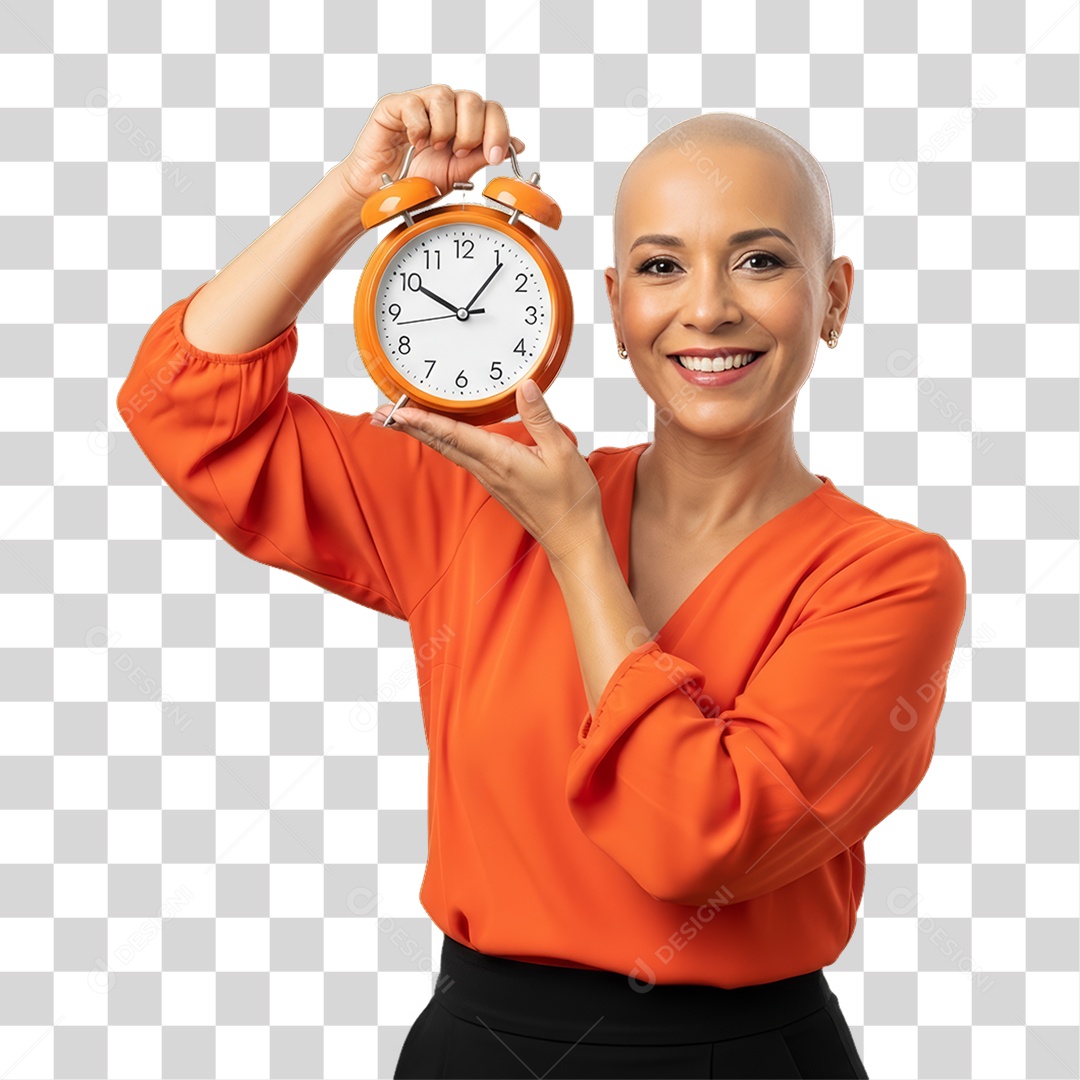 Mulher em Campanha Fevereiro Laranja PNG Transparente