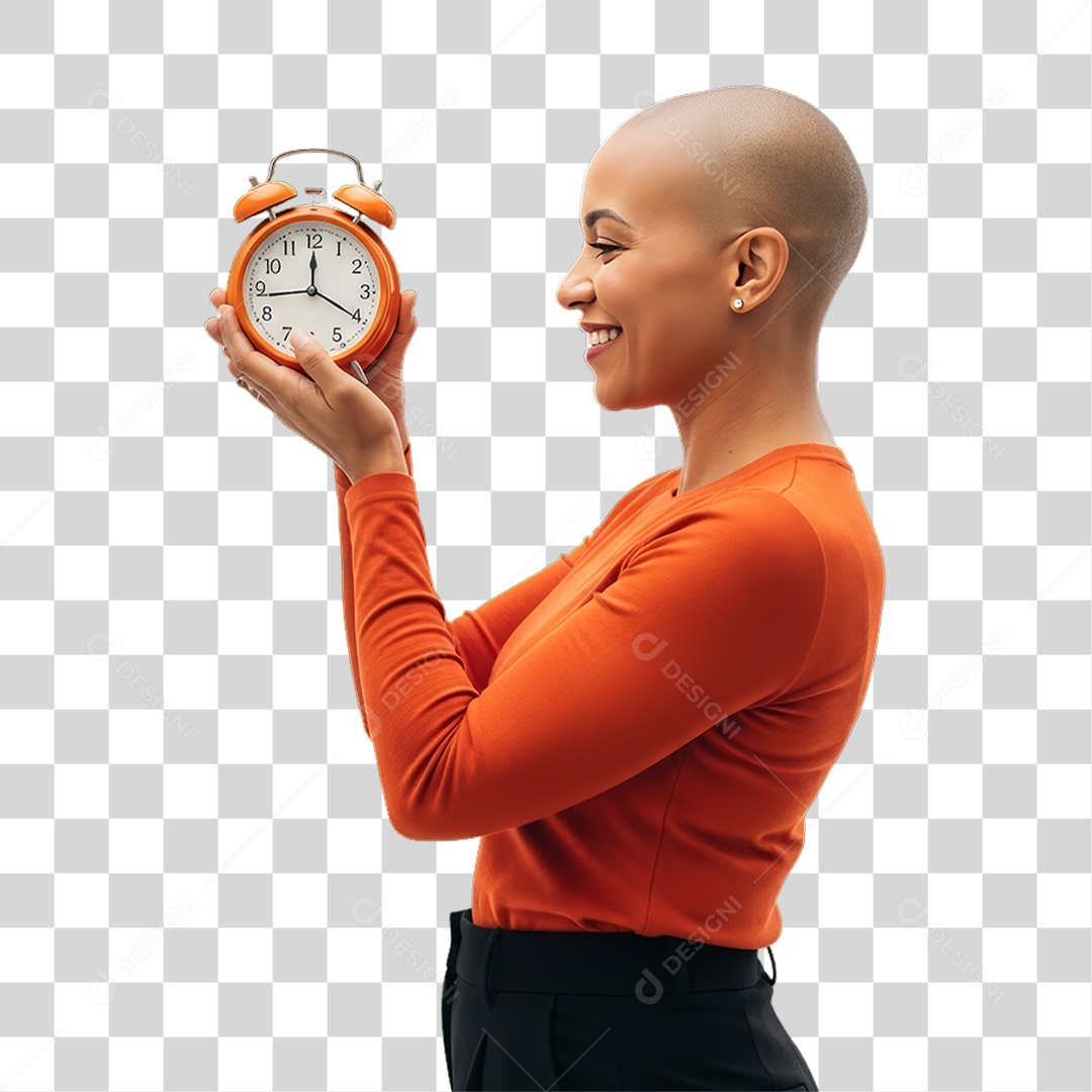 Mulher em Campanha Fevereiro Laranja PNG Transparente