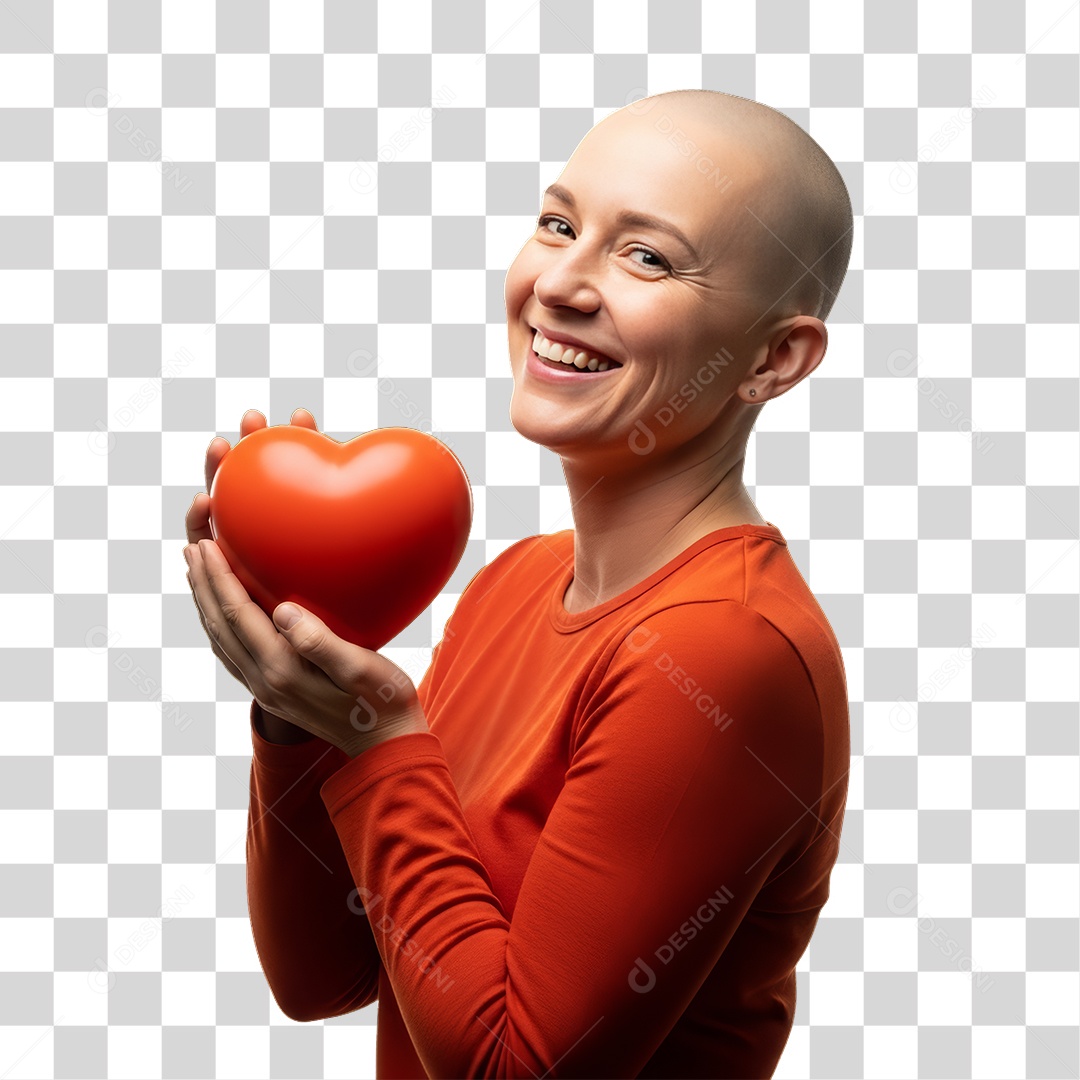 Mulher em Campanha Fevereiro Laranja PNG Transparente