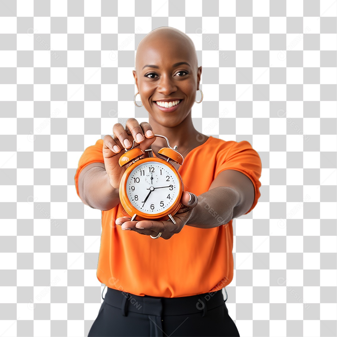 Mulher em Campanha Fevereiro Laranja PNG Transparente