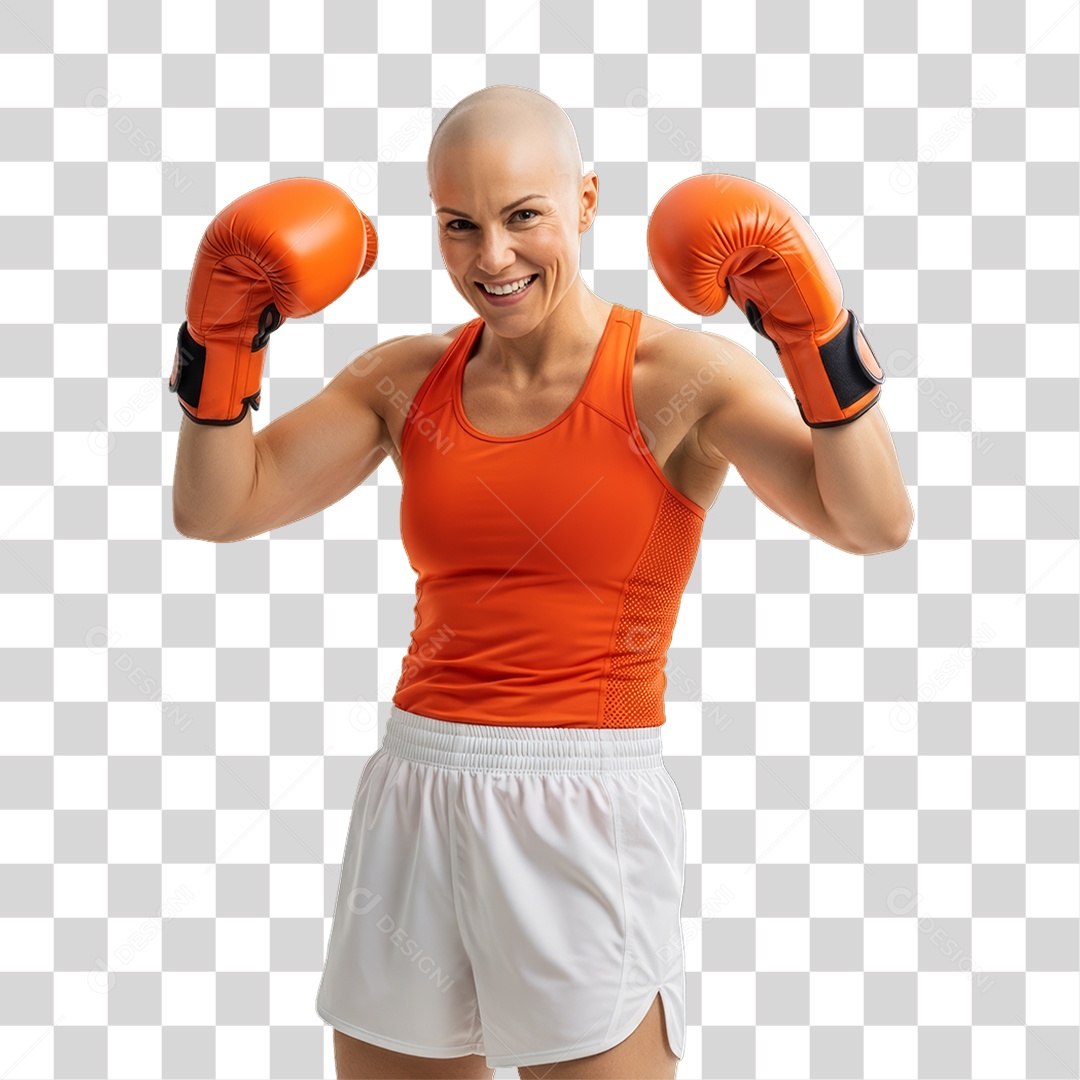 Mulher em Campanha Fevereiro Laranja PNG Transparente