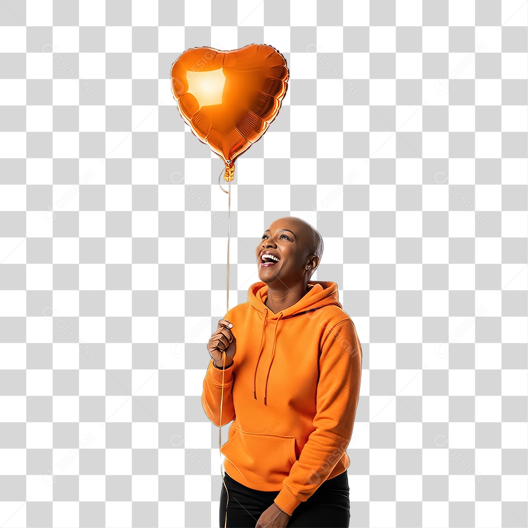 Mulher em Campanha Fevereiro Laranja PNG Transparente