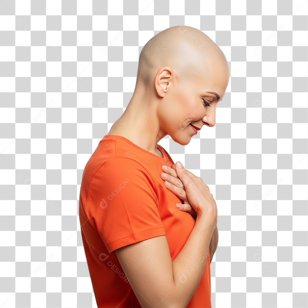 Mulher em Campanha Fevereiro Laranja PNG Transparente