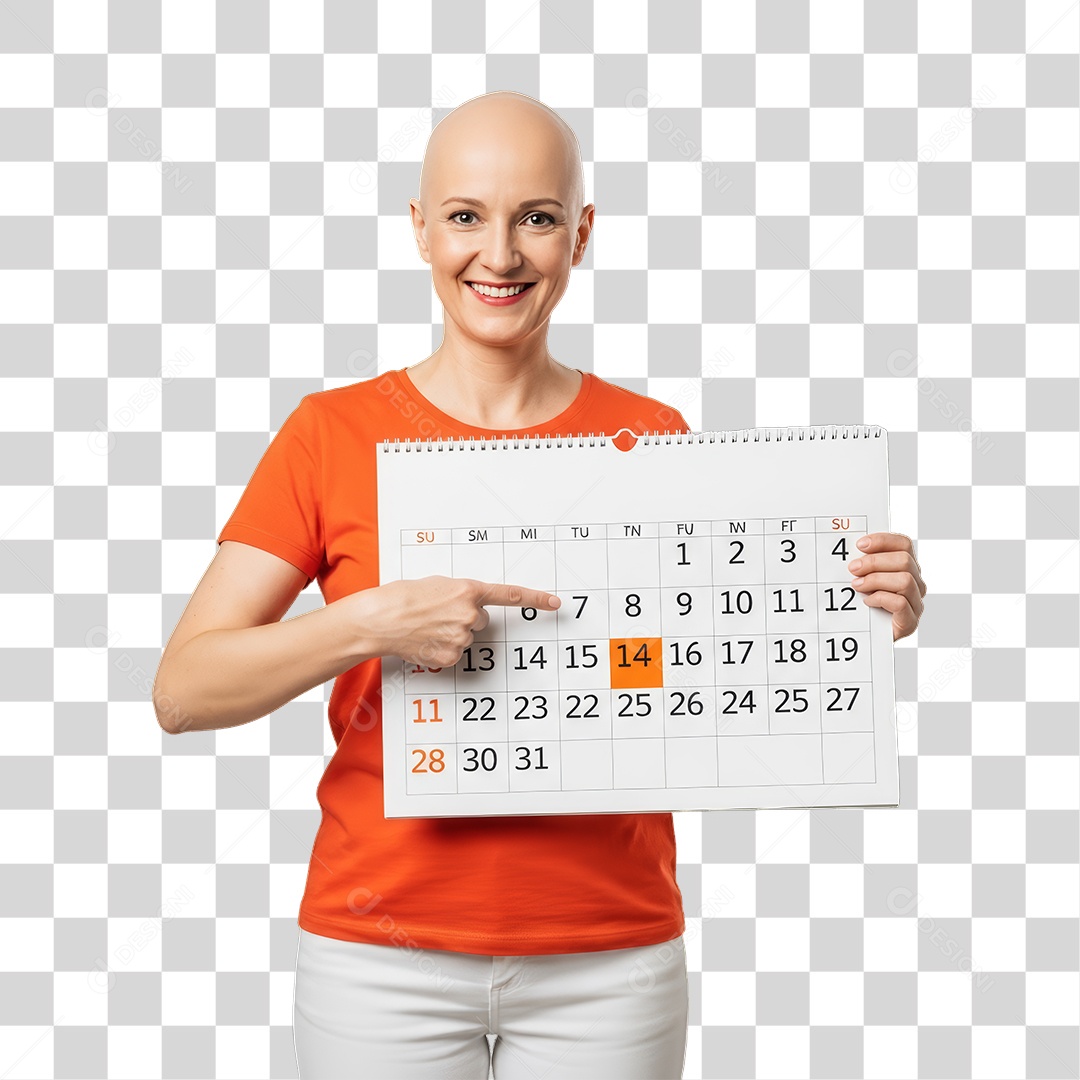 Mulher em Campanha Fevereiro Laranja PNG Transparente