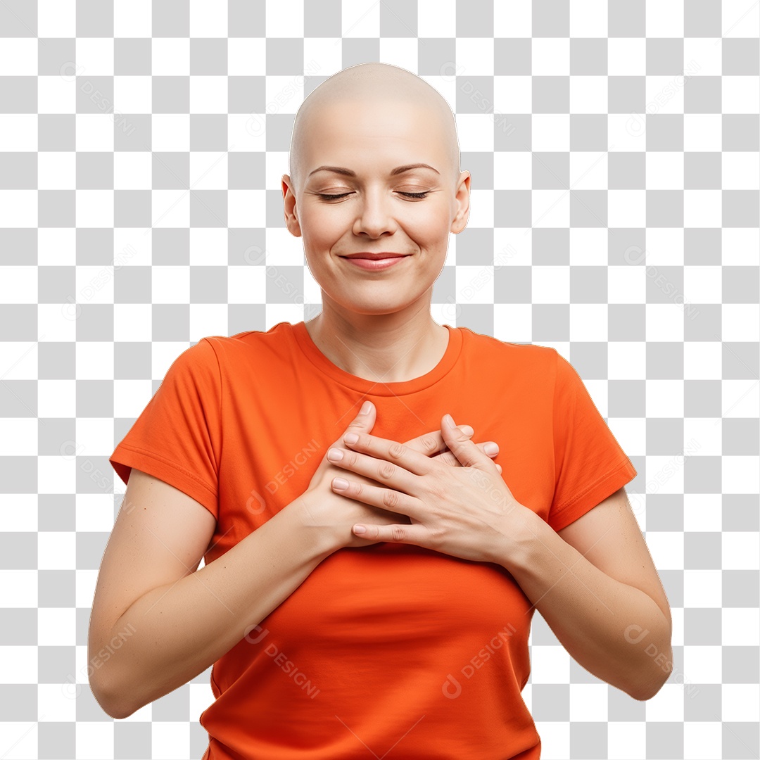 Mulher em Campanha Fevereiro Laranja PNG Transparente