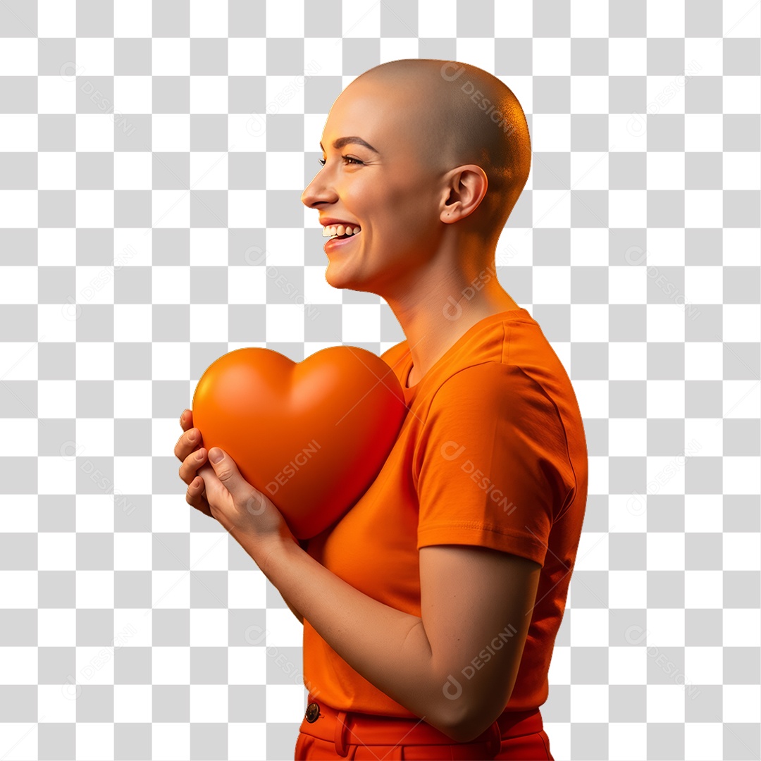 Mulher em Campanha Fevereiro Laranja PNG Transparente