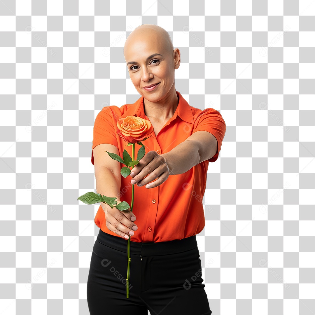 Mulher em Campanha Fevereiro Laranja PNG Transparente