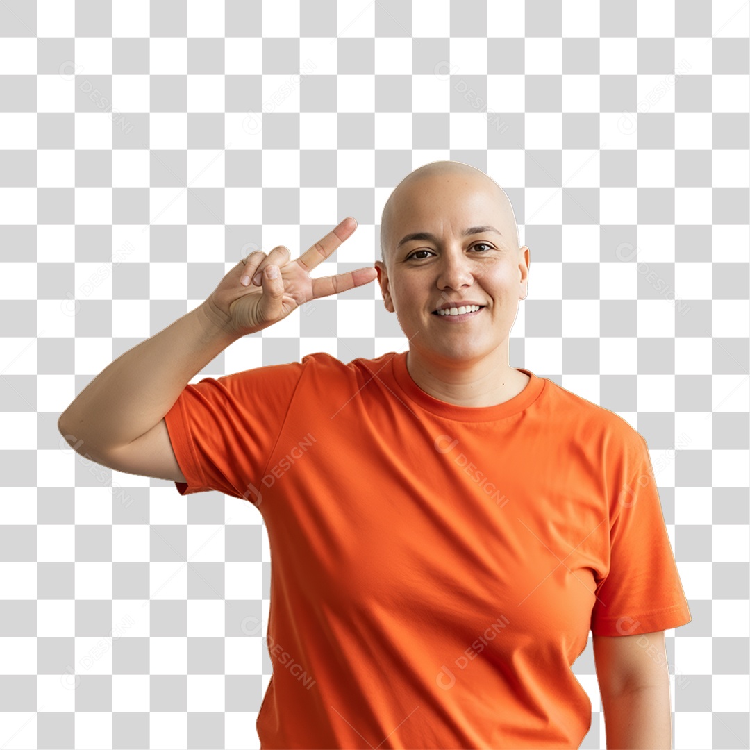 Mulher em Campanha Fevereiro Laranja PNG Transparente