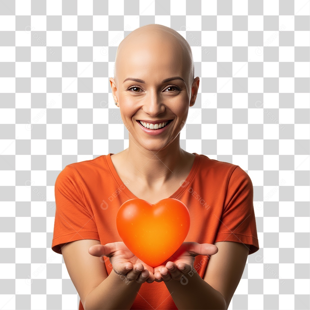 Mulher em Campanha Fevereiro Laranja PNG Transparente