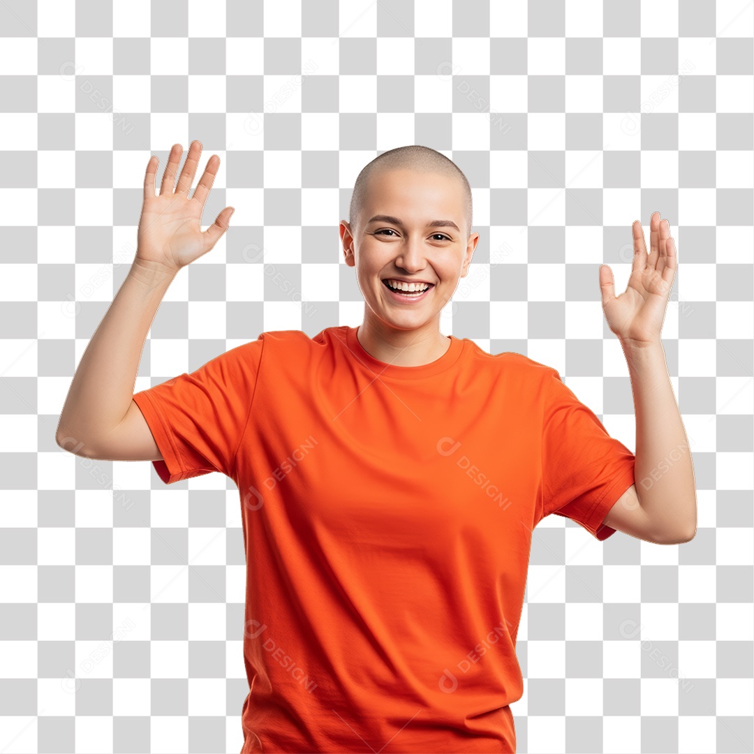 Mulher em Campanha Fevereiro Laranja PNG Transparente