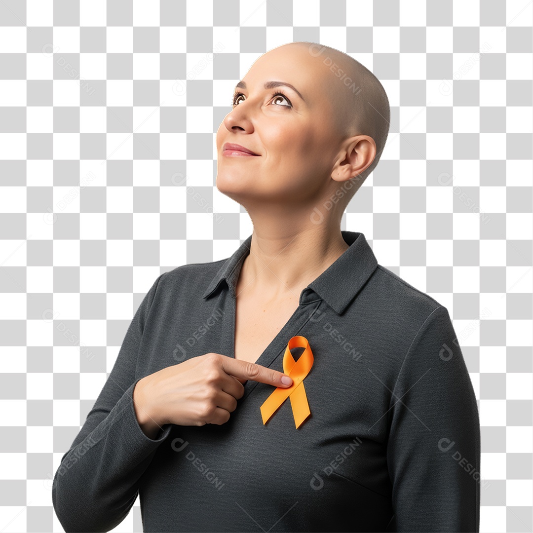 Mulher em Campanha Fevereiro Laranja PNG Transparente