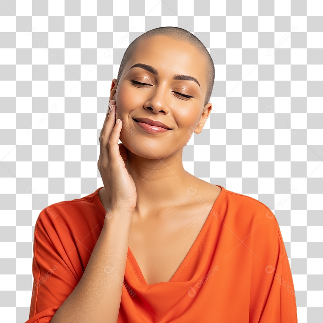 Mulher em Campanha Fevereiro Laranja PNG Transparente