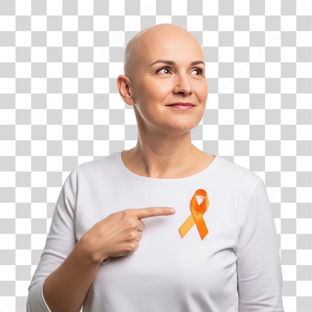 Mulher em Campanha Fevereiro Laranja PNG Transparente