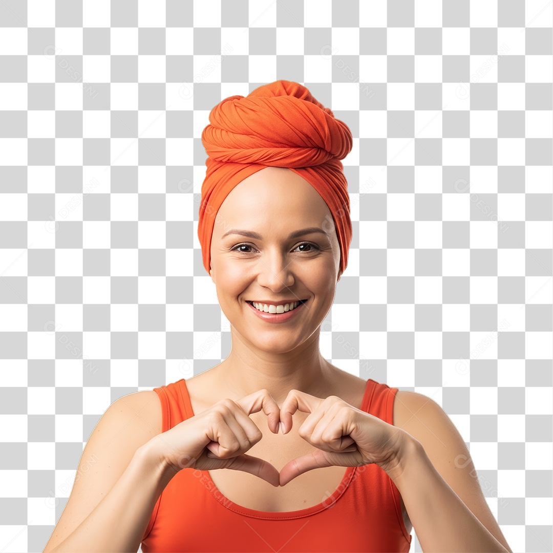 Mulher em Campanha Fevereiro Laranja PNG Transparente
