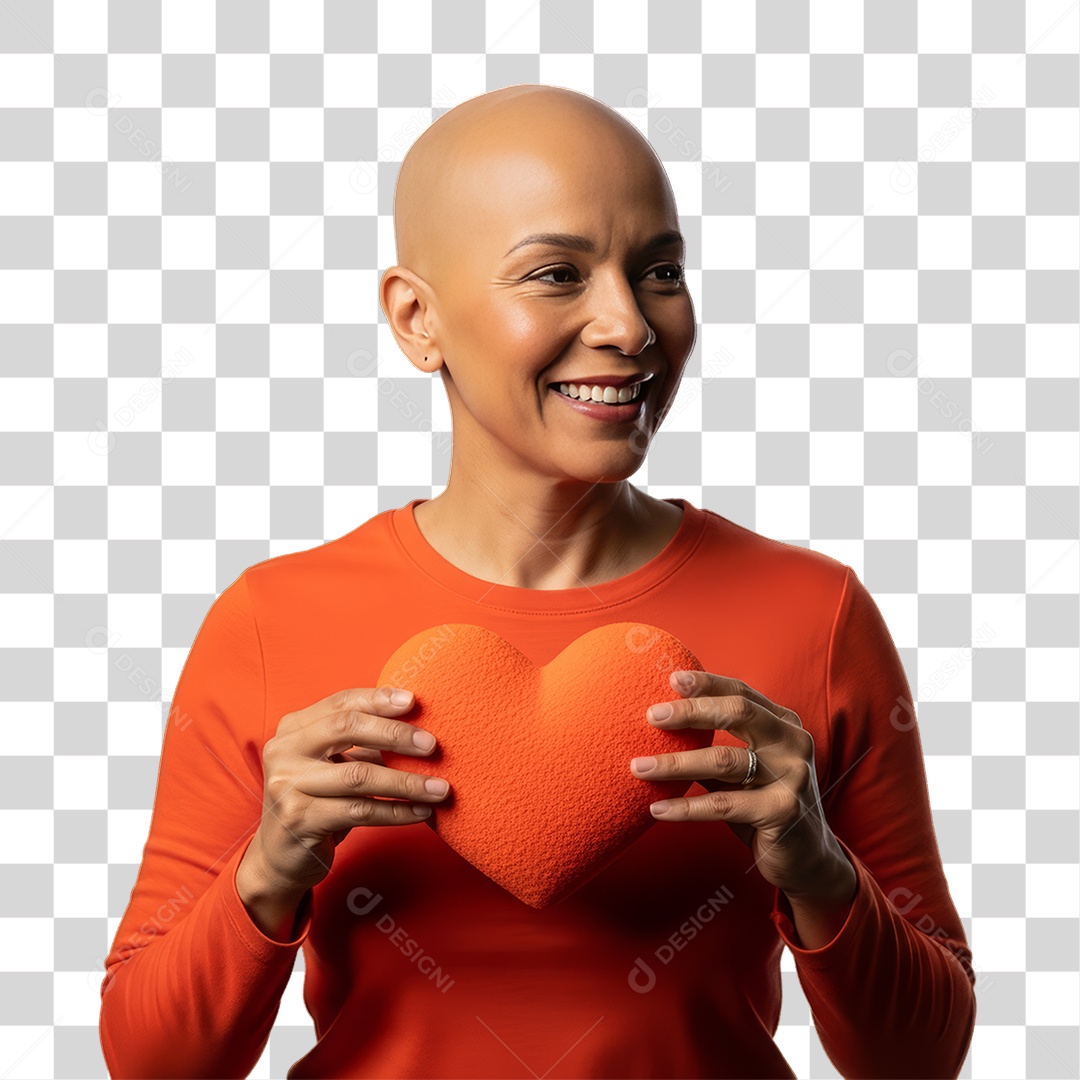 Mulher em Campanha Fevereiro Laranja PNG Transparente