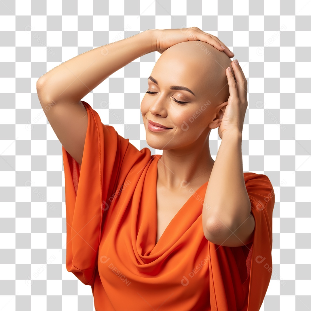 Mulher em Campanha Fevereiro Laranja PNG Transparente