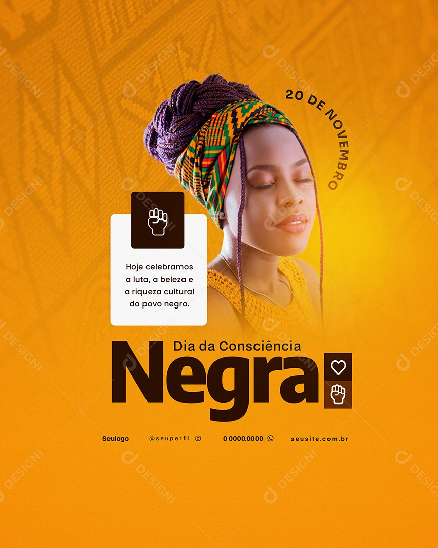 Dia da Consciência Negra 20 de Novembro Social Media PSD Editável