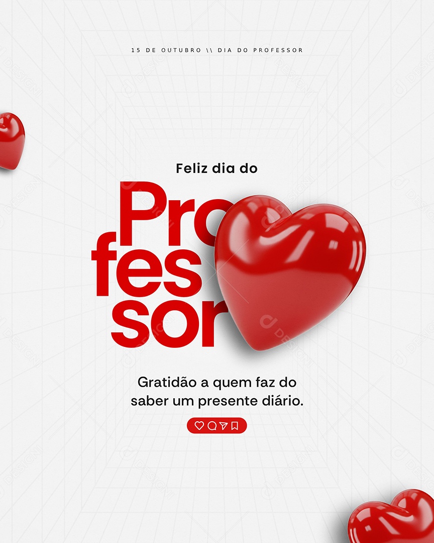 Feliz Dia do Professor 15 de Outubro Social Media PSD Editável